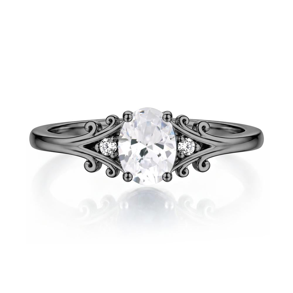 Oval Shaped London Blue Topaz Vine Scroll Ring - LUO Jewelry #gemstone_Cubic Zirconia