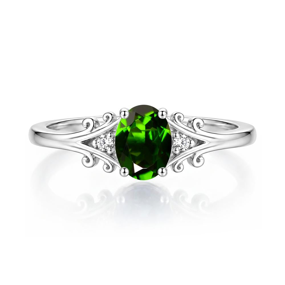 Oval Shaped London Blue Topaz Vine Scroll Ring - LUO Jewelry #gemstone_Diopside