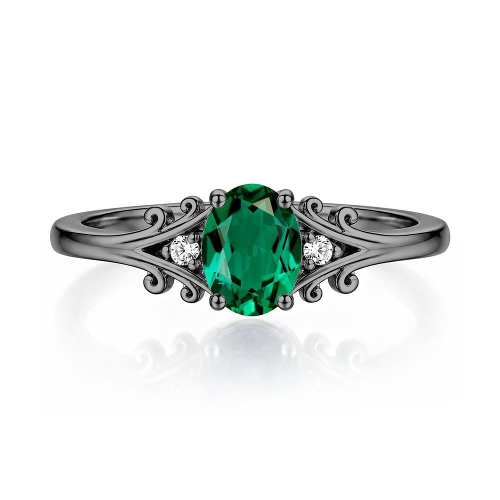Oval Shaped London Blue Topaz Vine Scroll Ring - LUO Jewelry #gemstone_Emerald