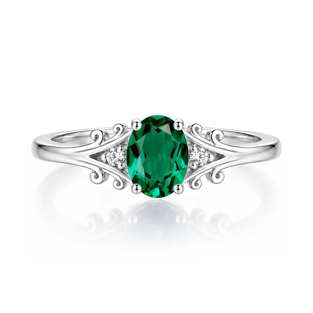 Oval Shaped London Blue Topaz Vine Scroll Ring - LUO Jewelry #gemstone_Emerald