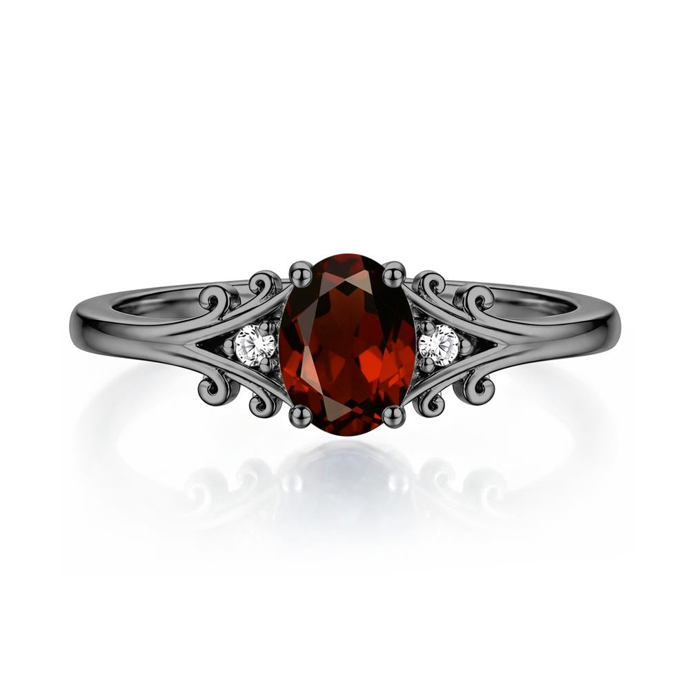 Oval Shaped London Blue Topaz Vine Scroll Ring - LUO Jewelry #gemstone_Garnet
