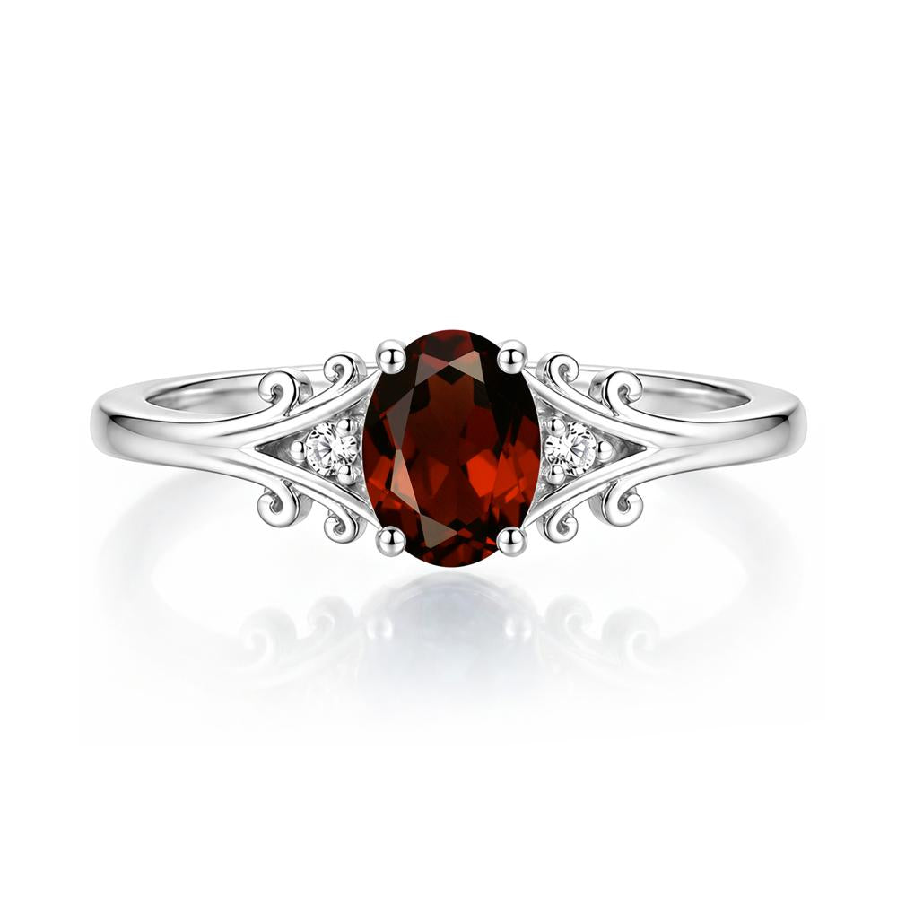 Oval Shaped London Blue Topaz Vine Scroll Ring - LUO Jewelry #gemstone_Garnet