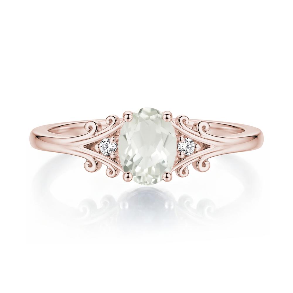 Oval Shaped London Blue Topaz Vine Scroll Ring - LUO Jewelry #gemstone_Green Amethyst
