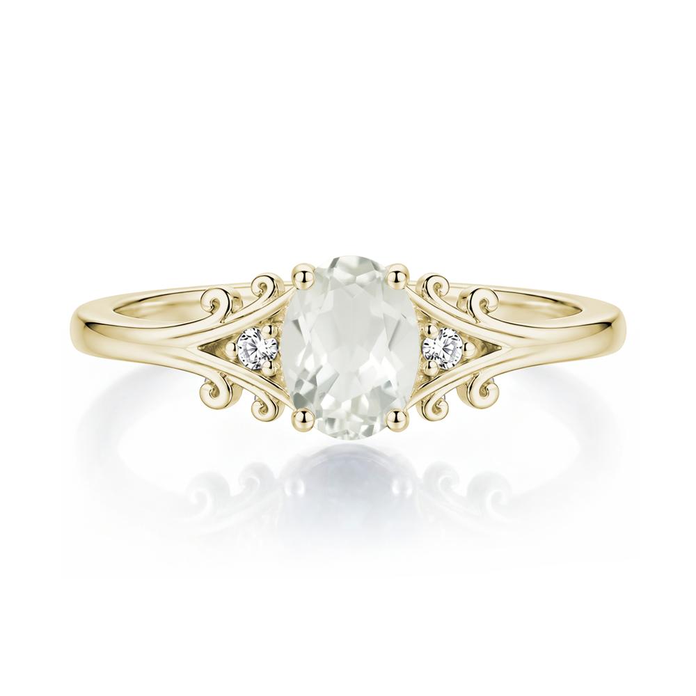 Oval Shaped London Blue Topaz Vine Scroll Ring - LUO Jewelry #gemstone_Green Amethyst