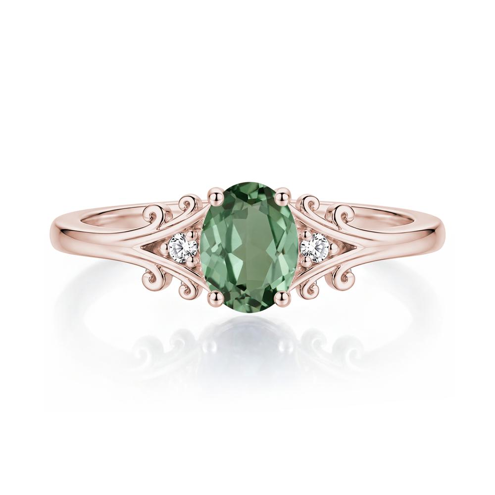 Oval Shaped London Blue Topaz Vine Scroll Ring - LUO Jewelry #gemstone_Green Sapphire