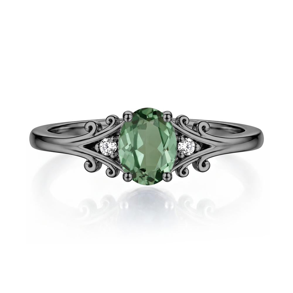 Oval Shaped London Blue Topaz Vine Scroll Ring - LUO Jewelry #gemstone_Green Sapphire