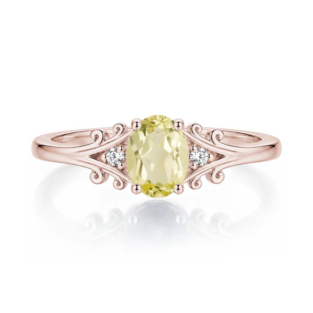 Oval Shaped London Blue Topaz Vine Scroll Ring - LUO Jewelry #gemstone_Lemon Quartz