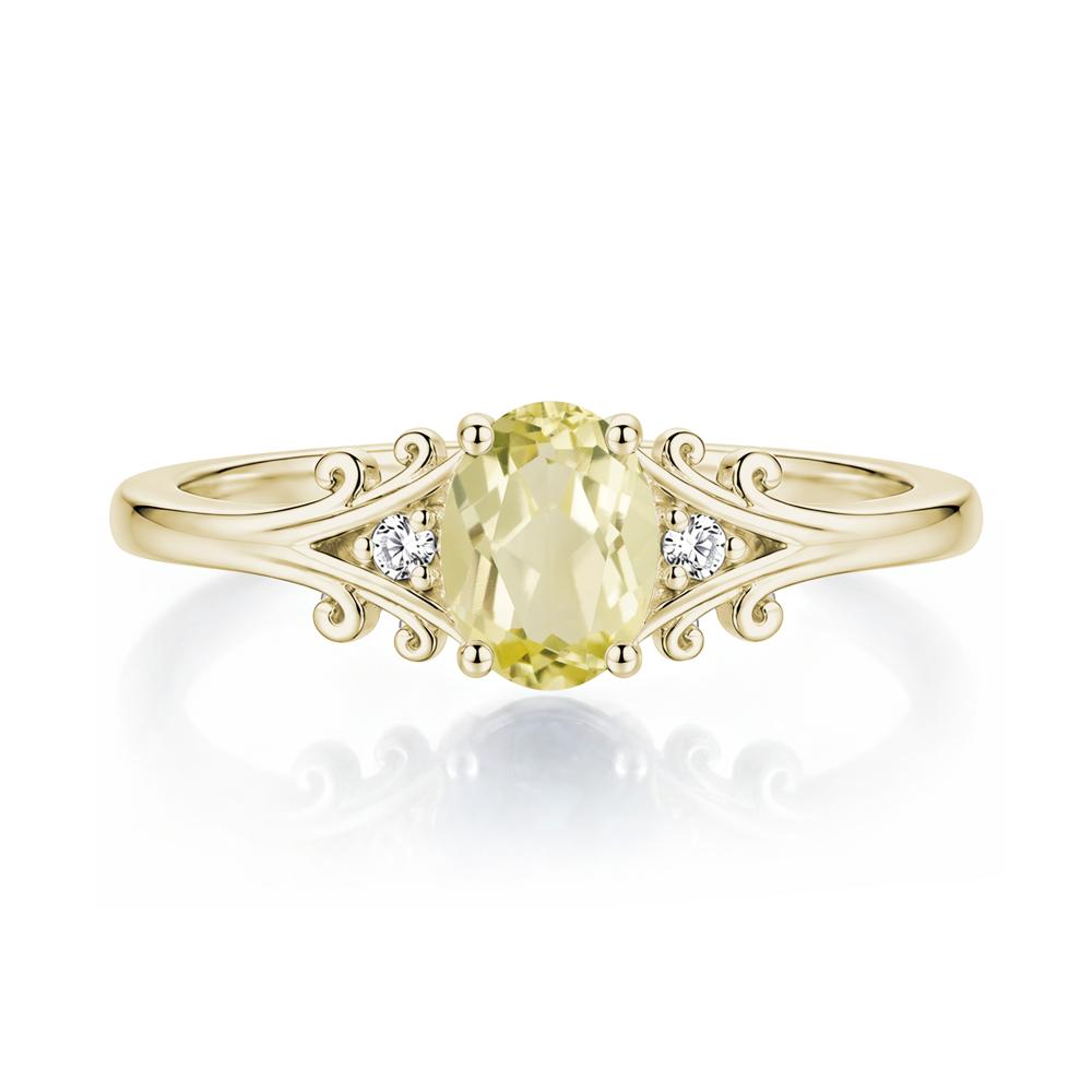 Oval Shaped London Blue Topaz Vine Scroll Ring - LUO Jewelry #gemstone_Lemon Quartz