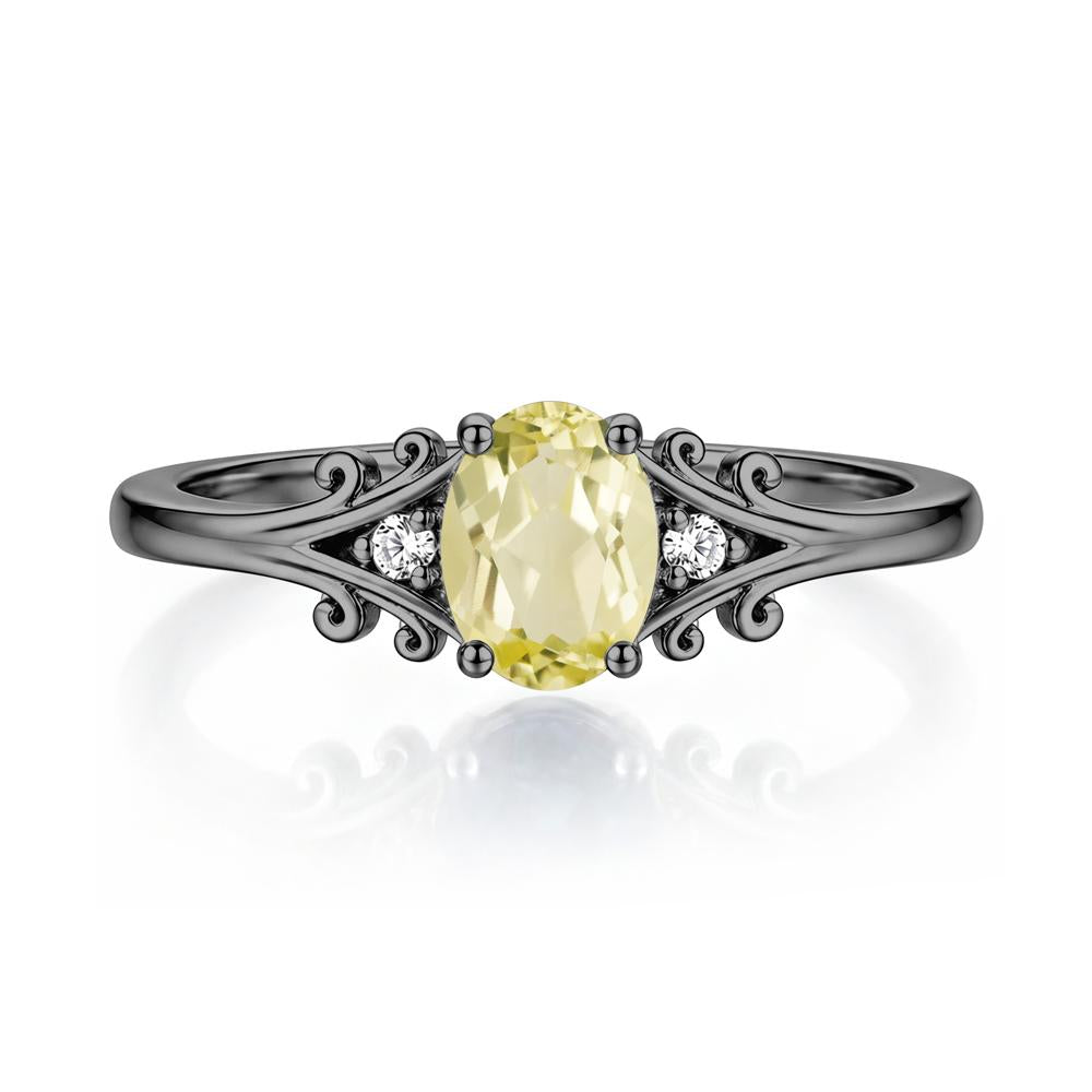 Oval Shaped London Blue Topaz Vine Scroll Ring - LUO Jewelry #gemstone_Lemon Quartz