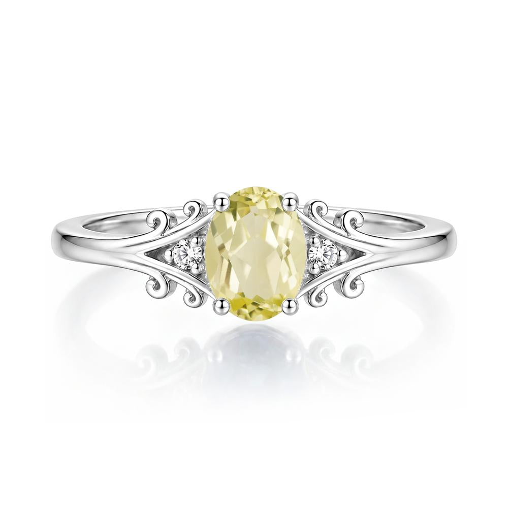 Oval Shaped London Blue Topaz Vine Scroll Ring - LUO Jewelry #gemstone_Lemon Quartz