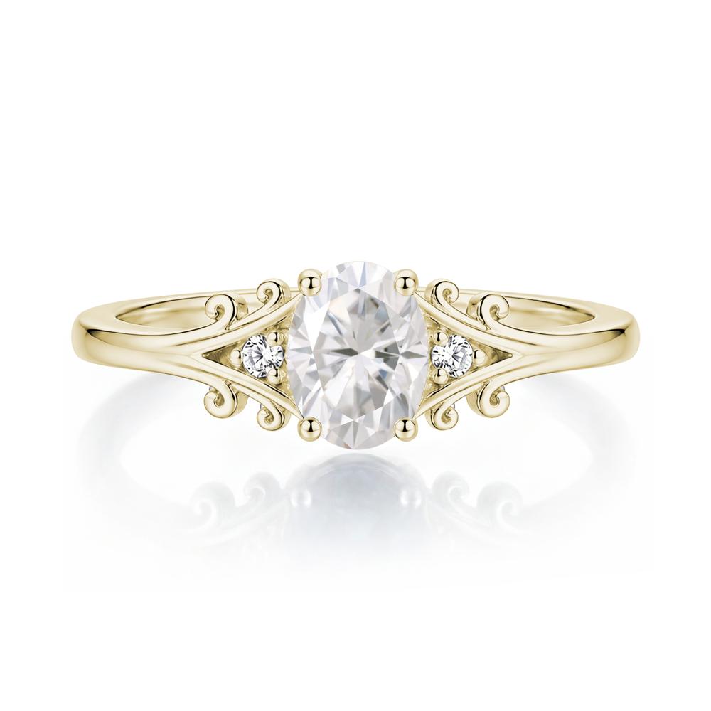 Oval Shaped London Blue Topaz Vine Scroll Ring - LUO Jewelry #gemstone_Moissanite
