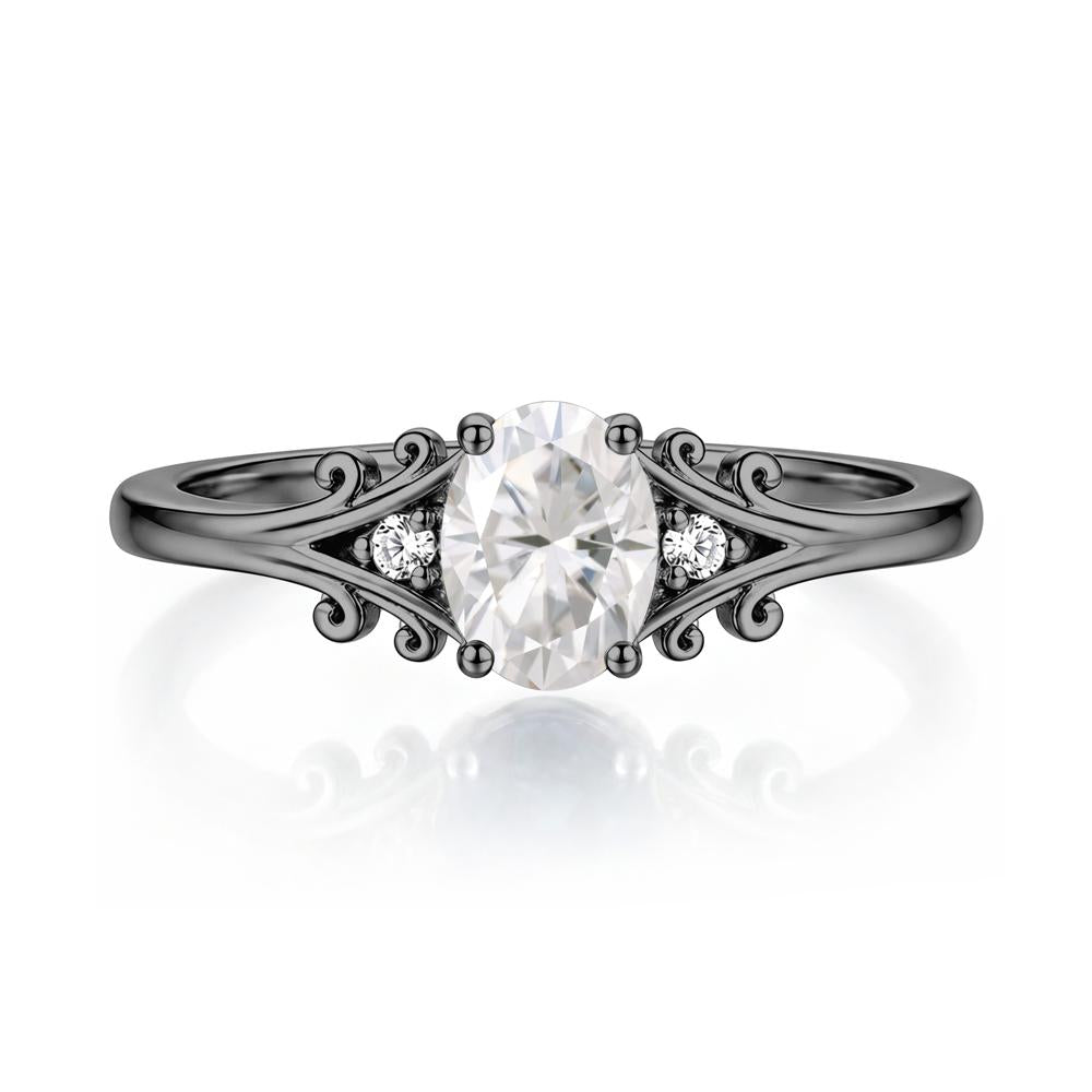 Oval Shaped London Blue Topaz Vine Scroll Ring - LUO Jewelry #gemstone_Moissanite