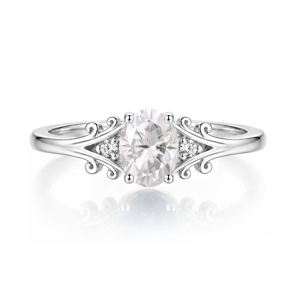 Oval Shaped London Blue Topaz Vine Scroll Ring - LUO Jewelry #gemstone_Moissanite