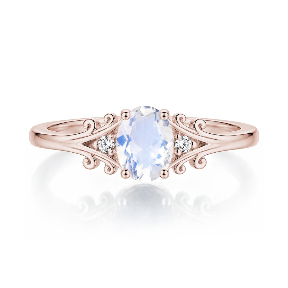 Oval Shaped London Blue Topaz Vine Scroll Ring - LUO Jewelry #gemstone_Moonstone
