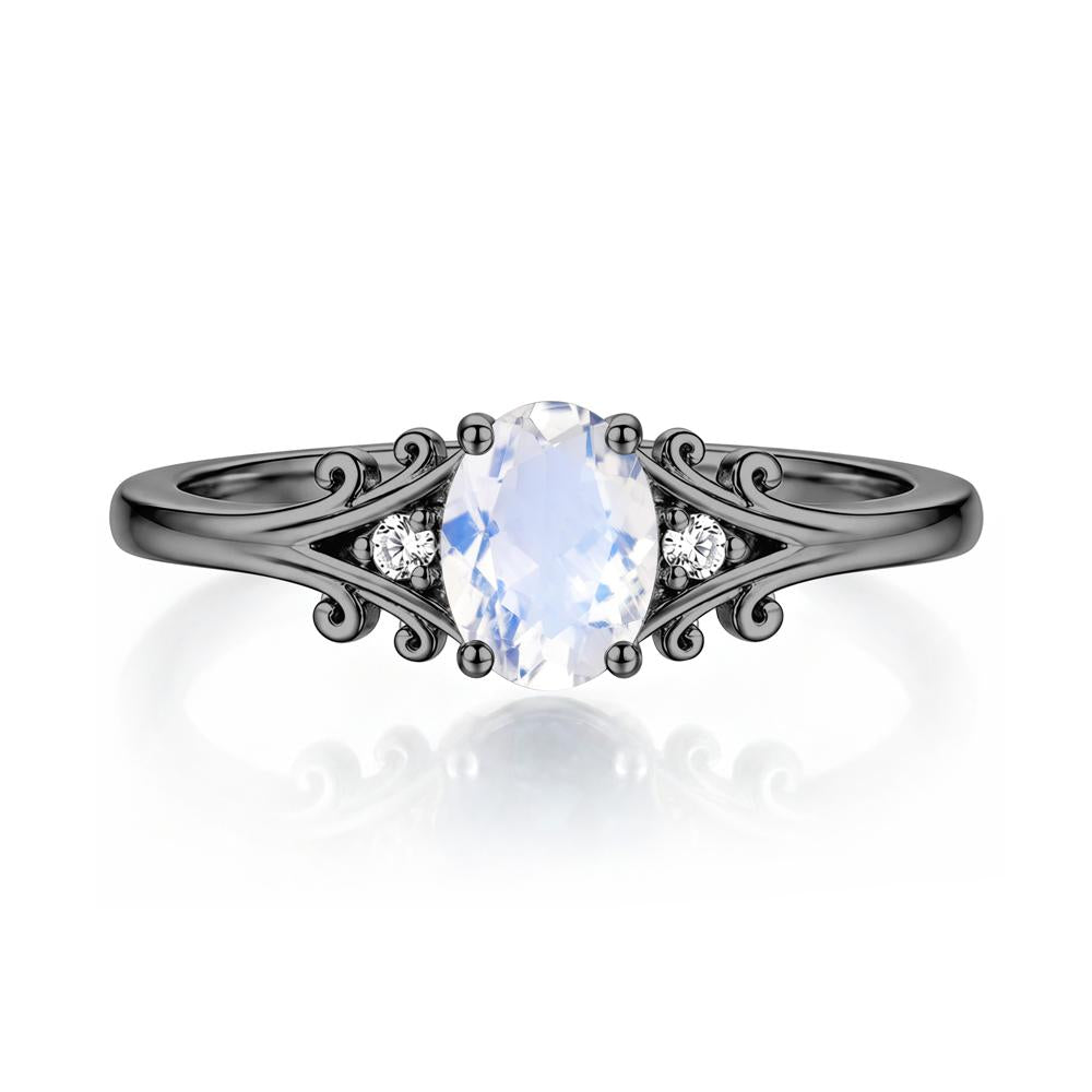 Oval Shaped London Blue Topaz Vine Scroll Ring - LUO Jewelry #gemstone_Moonstone