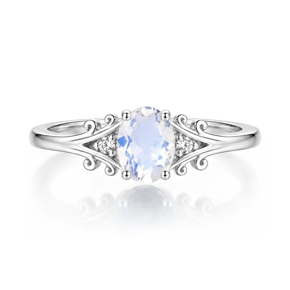 Oval Shaped London Blue Topaz Vine Scroll Ring - LUO Jewelry #gemstone_Moonstone