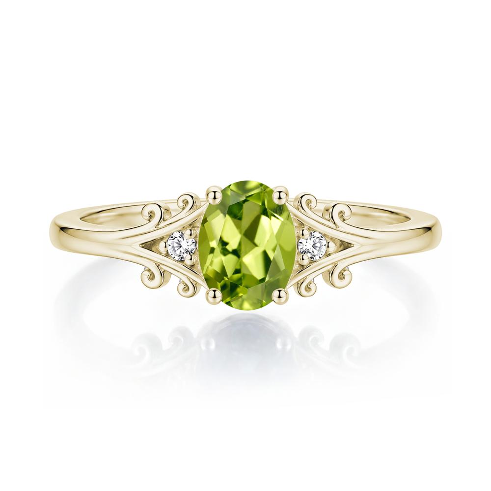 Oval Shaped London Blue Topaz Vine Scroll Ring - LUO Jewelry #gemstone_Peridot
