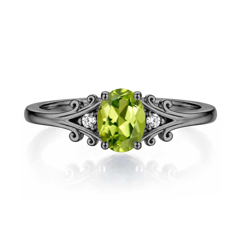 Oval Shaped London Blue Topaz Vine Scroll Ring - LUO Jewelry #gemstone_Peridot