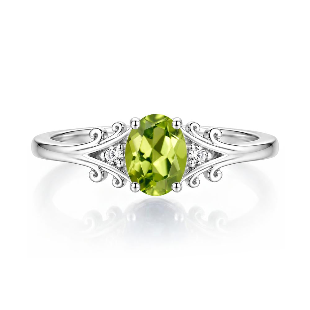 Oval Shaped London Blue Topaz Vine Scroll Ring - LUO Jewelry #gemstone_Peridot