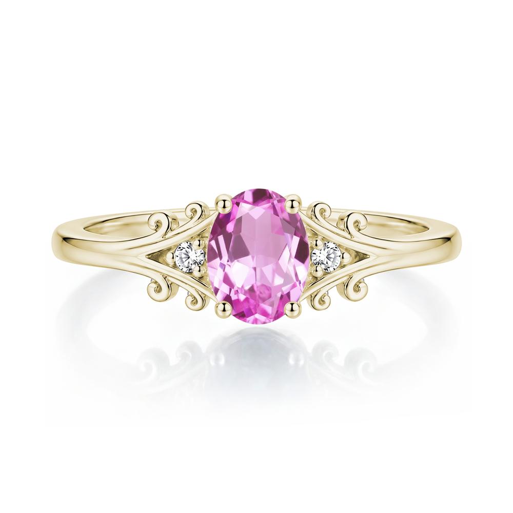 Oval Shaped London Blue Topaz Vine Scroll Ring - LUO Jewelry #gemstone_Pink Sapphire