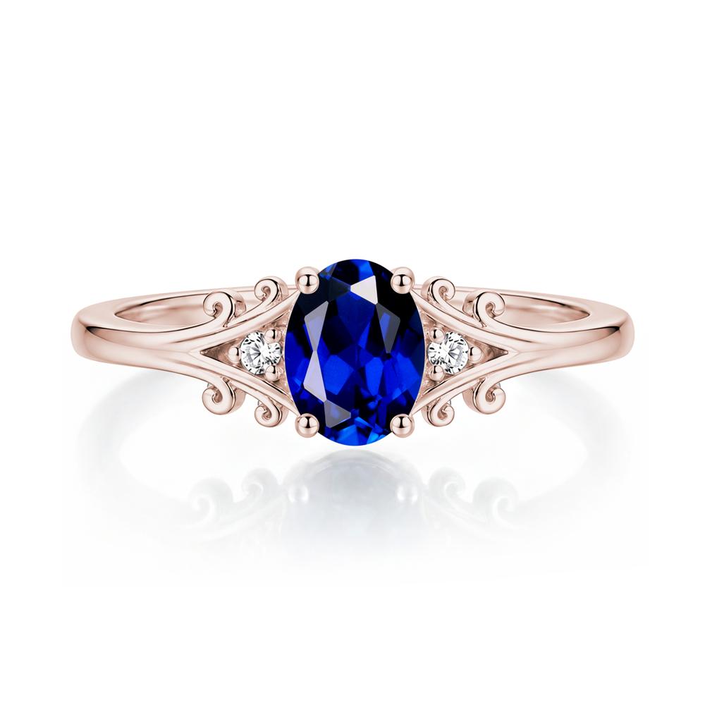 Oval Shaped London Blue Topaz Vine Scroll Ring - LUO Jewelry #gemstone_Sapphire
