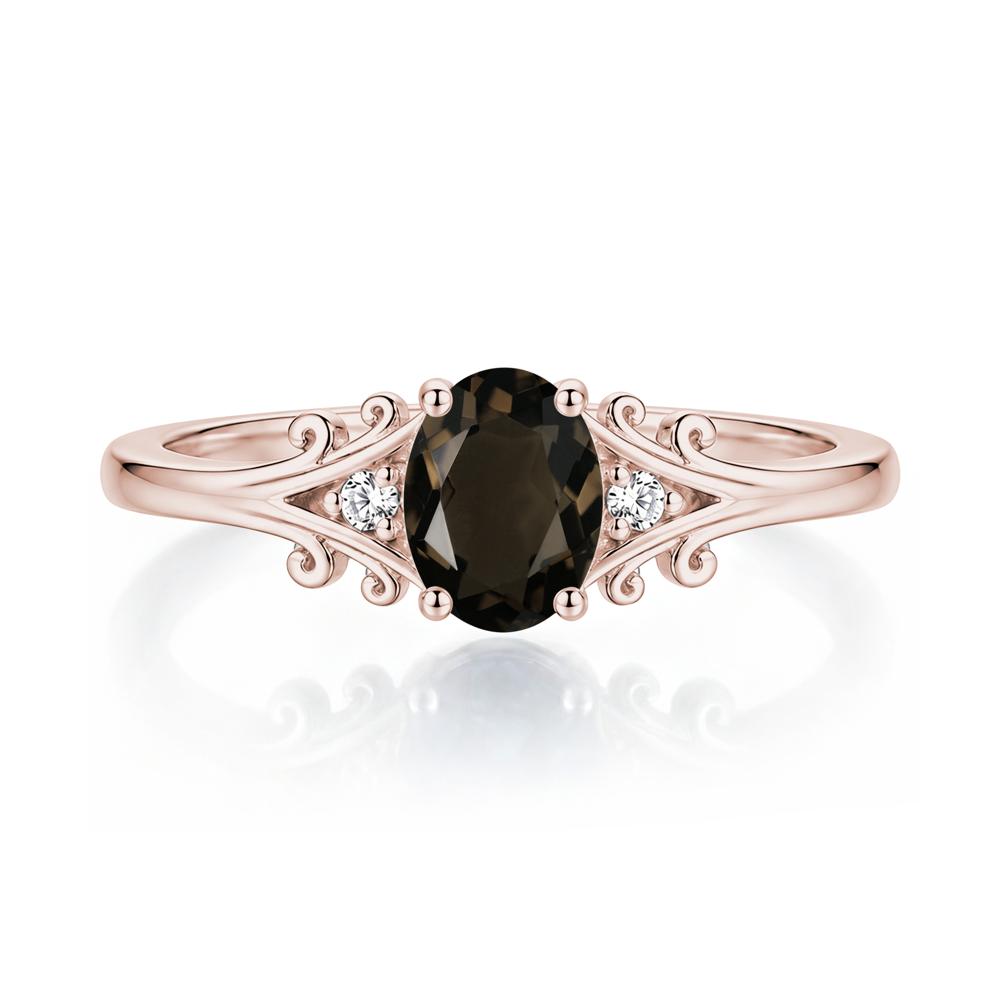 Oval Shaped London Blue Topaz Vine Scroll Ring - LUO Jewelry #gemstone_Smoky Quartz