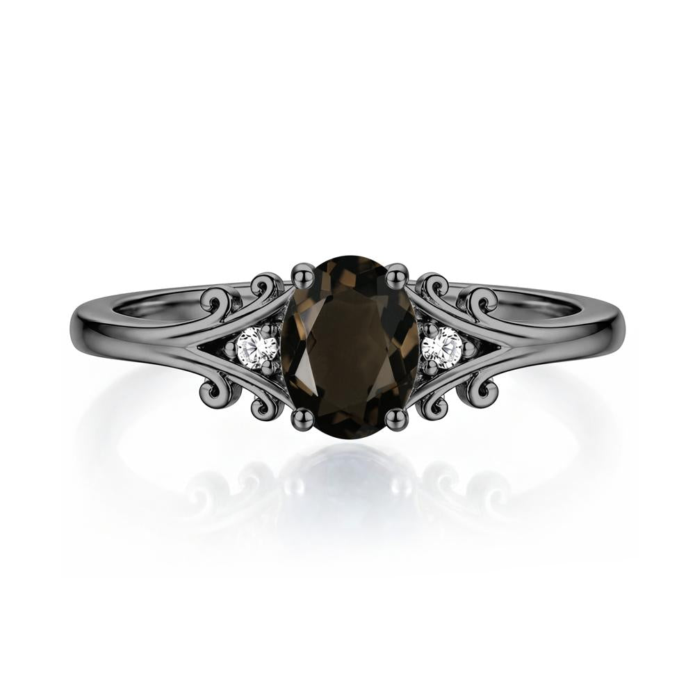 Oval Shaped London Blue Topaz Vine Scroll Ring - LUO Jewelry #gemstone_Smoky Quartz