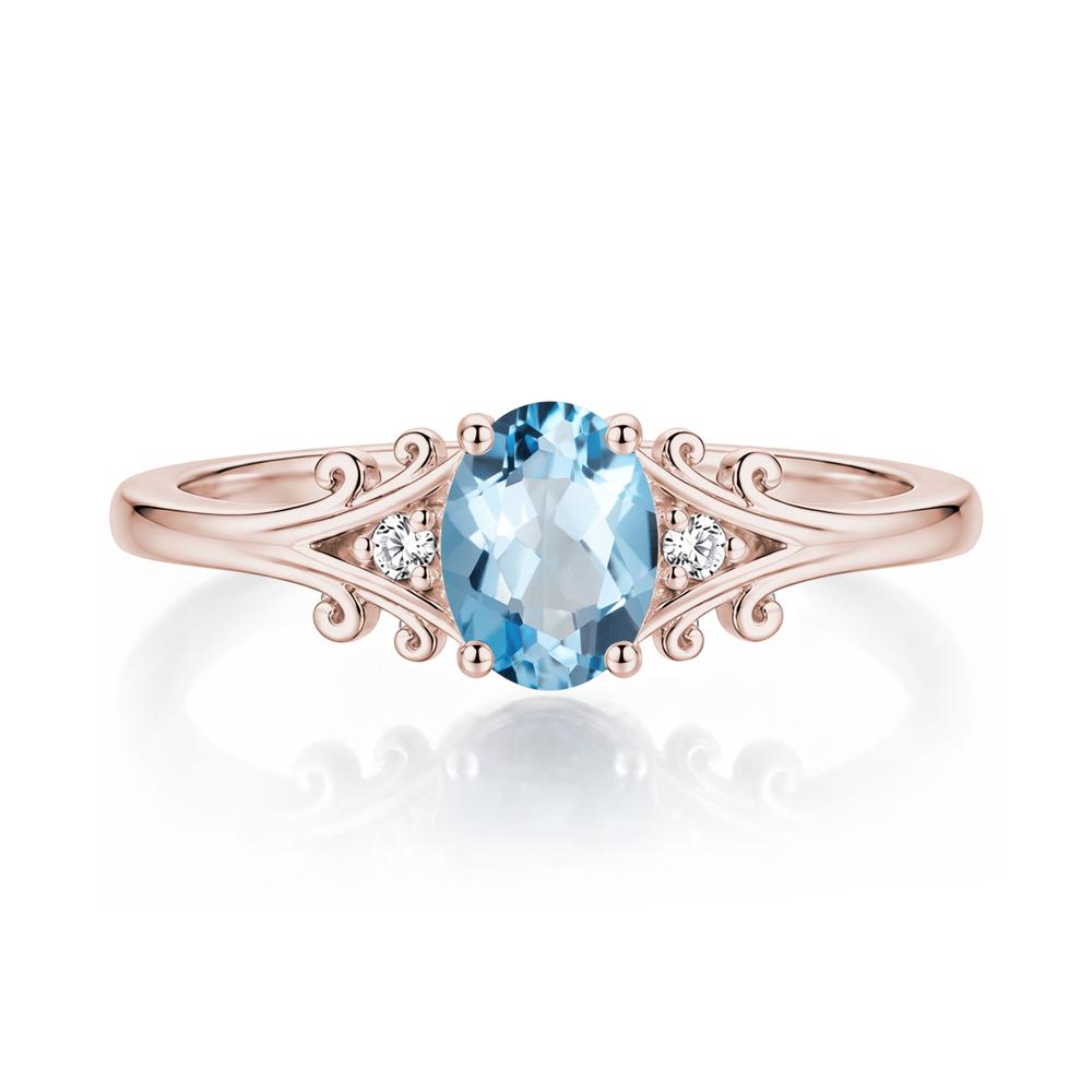 Oval Shaped London Blue Topaz Vine Scroll Ring - LUO Jewelry #gemstone_Swiss Blue Topaz
