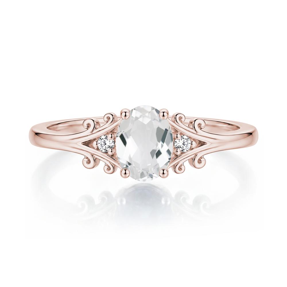 Oval Shaped London Blue Topaz Vine Scroll Ring - LUO Jewelry #gemstone_White Topaz