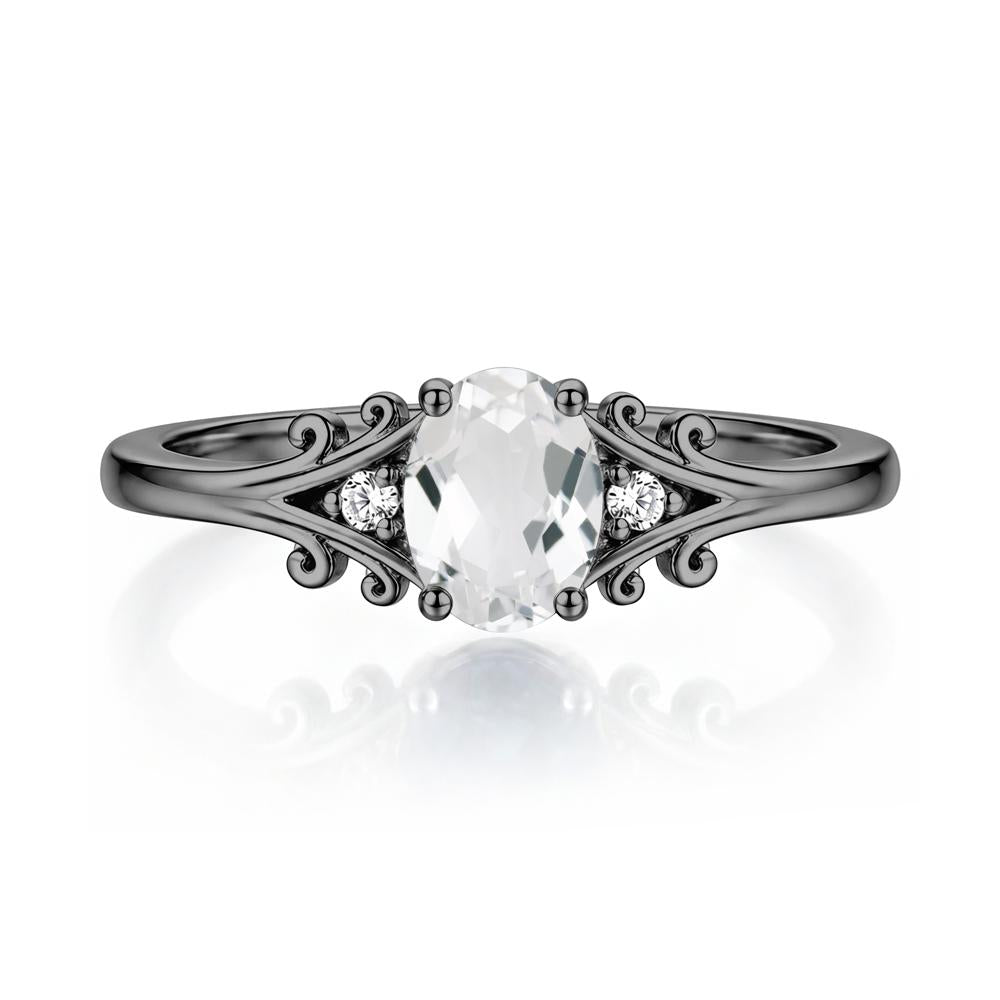 Oval Shaped London Blue Topaz Vine Scroll Ring - LUO Jewelry #gemstone_White Topaz