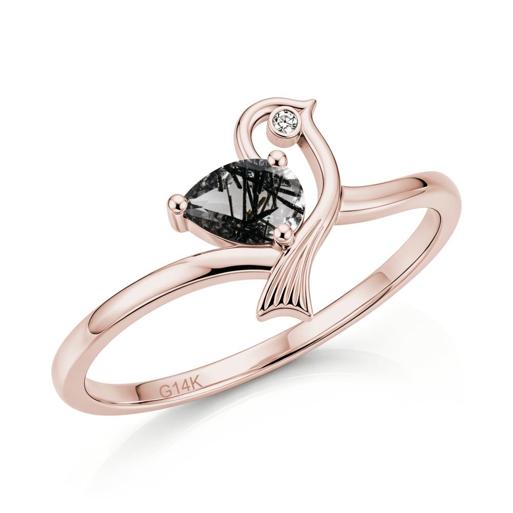 Pear Cut Alexandrite Bird Inspired Ring - LUO Jewelry #gemstone_Black Rutilated Quartz
