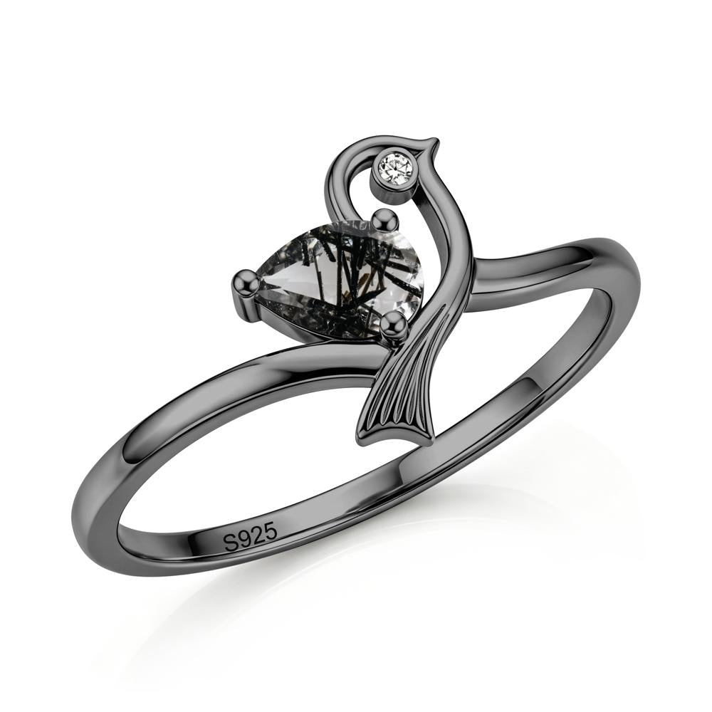 Pear Cut Alexandrite Bird Inspired Ring - LUO Jewelry #gemstone_Black Rutilated Quartz