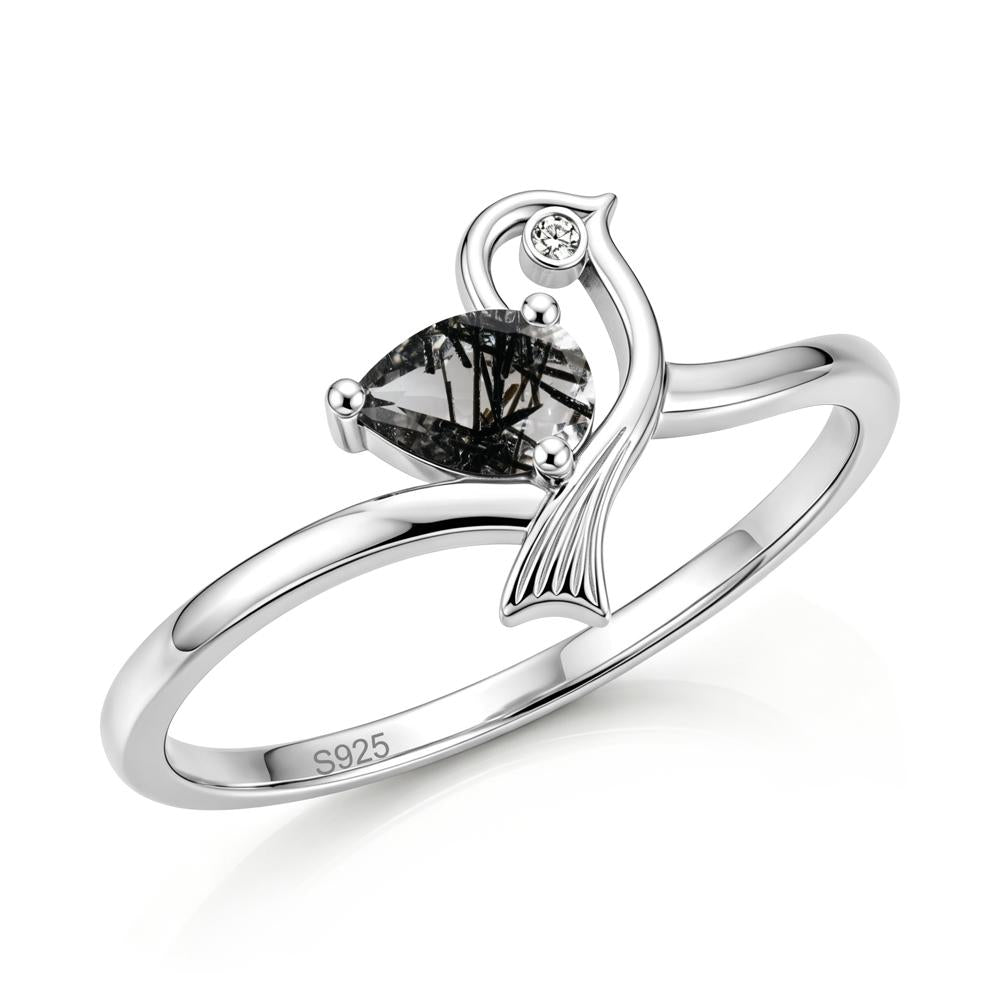 Pear Cut Alexandrite Bird Inspired Ring - LUO Jewelry #gemstone_Black Rutilated Quartz