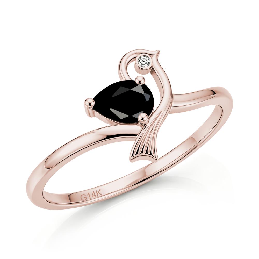 Pear Cut Alexandrite Bird Inspired Ring - LUO Jewelry #gemstone_Black Spinel