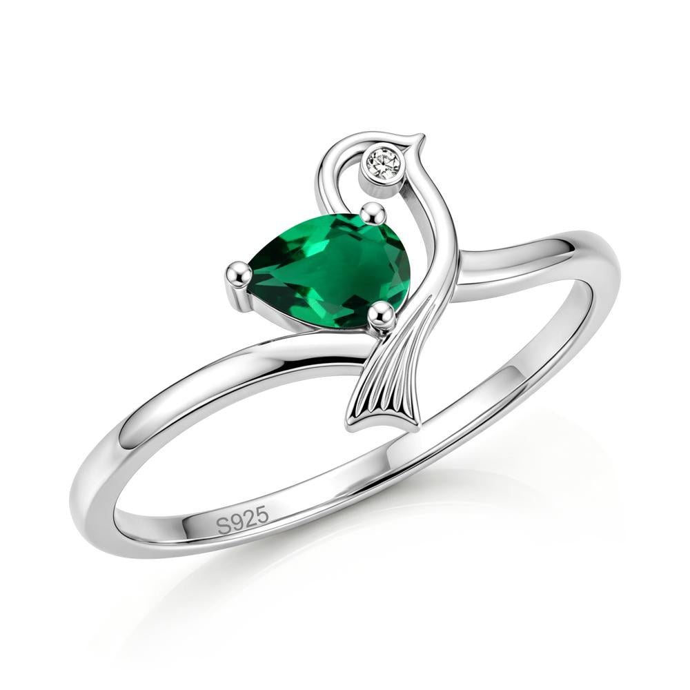 Pear Cut Alexandrite Bird Inspired Ring - LUO Jewelry #gemstone_Emerald