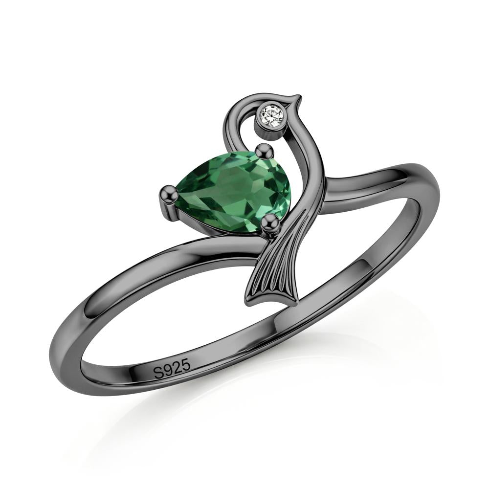 Pear Cut Alexandrite Bird Inspired Ring - LUO Jewelry #gemstone_Green Sapphire
