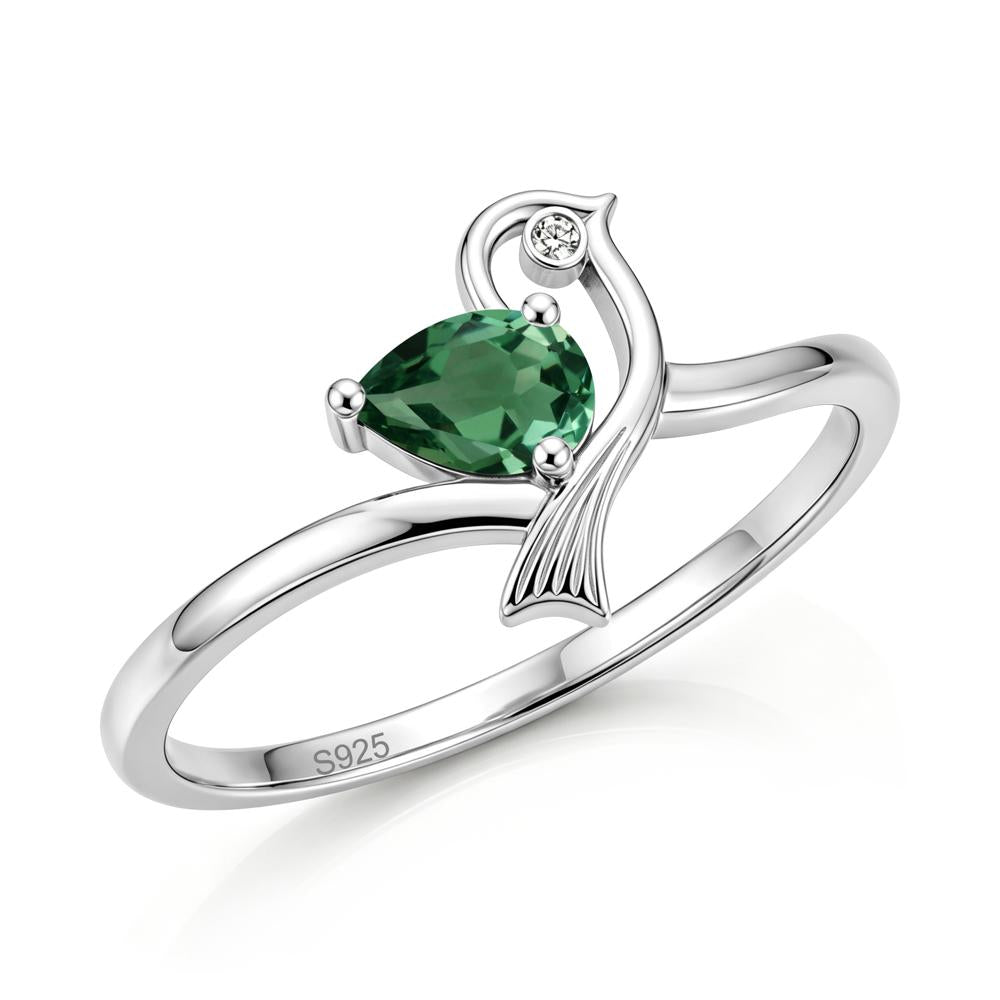 Pear Cut Alexandrite Bird Inspired Ring - LUO Jewelry #gemstone_Green Sapphire