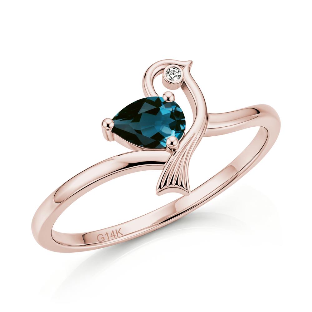 Pear Cut Alexandrite Bird Inspired Ring - LUO Jewelry #gemstone_London Blue Topaz