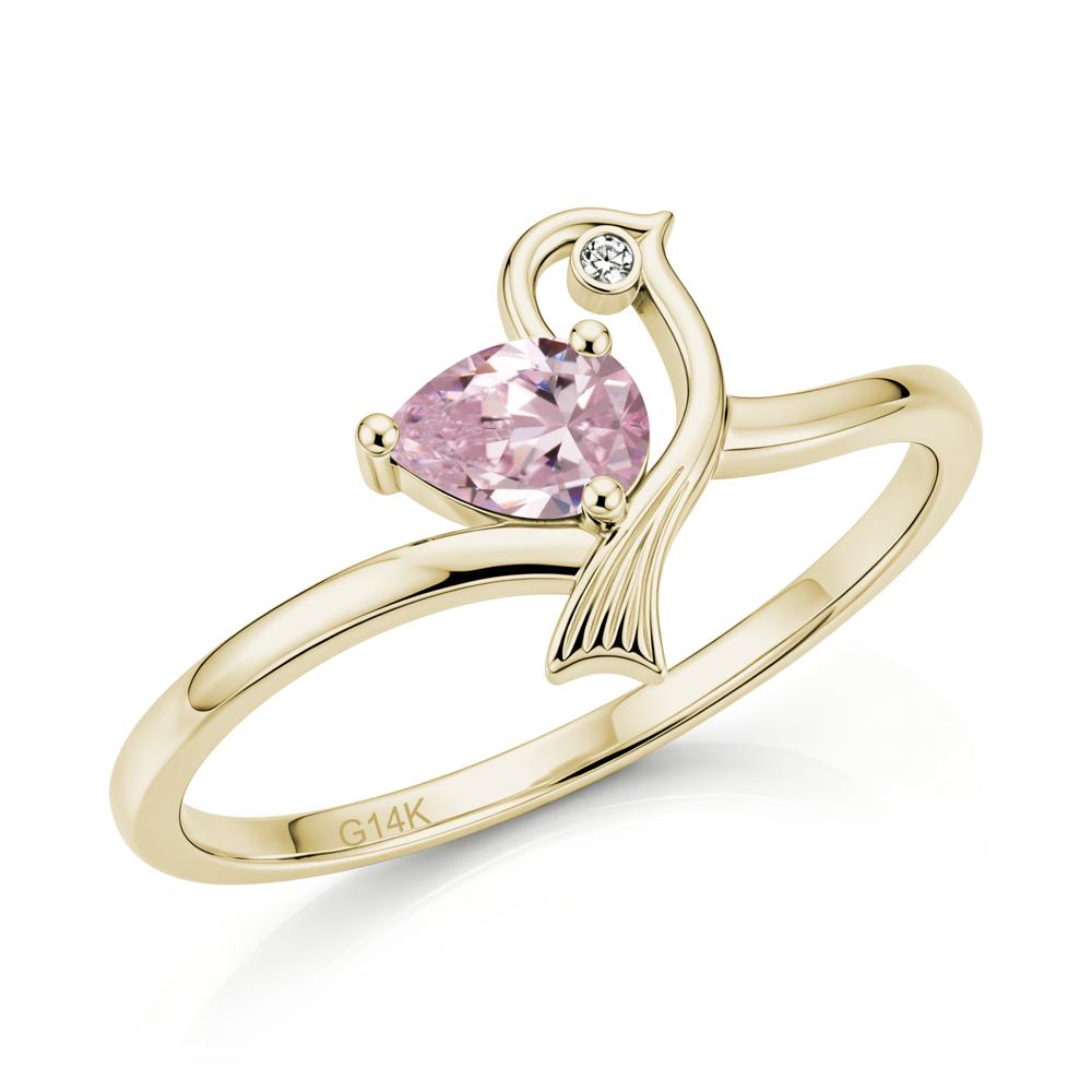 Pear Cut Alexandrite Bird Inspired Ring - LUO Jewelry #gemstone_Pink Cubic Zirconia
