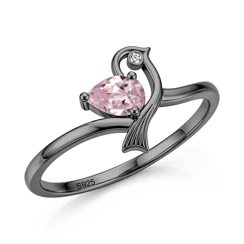 Pear Cut Alexandrite Bird Inspired Ring - LUO Jewelry #gemstone_Pink Cubic Zirconia