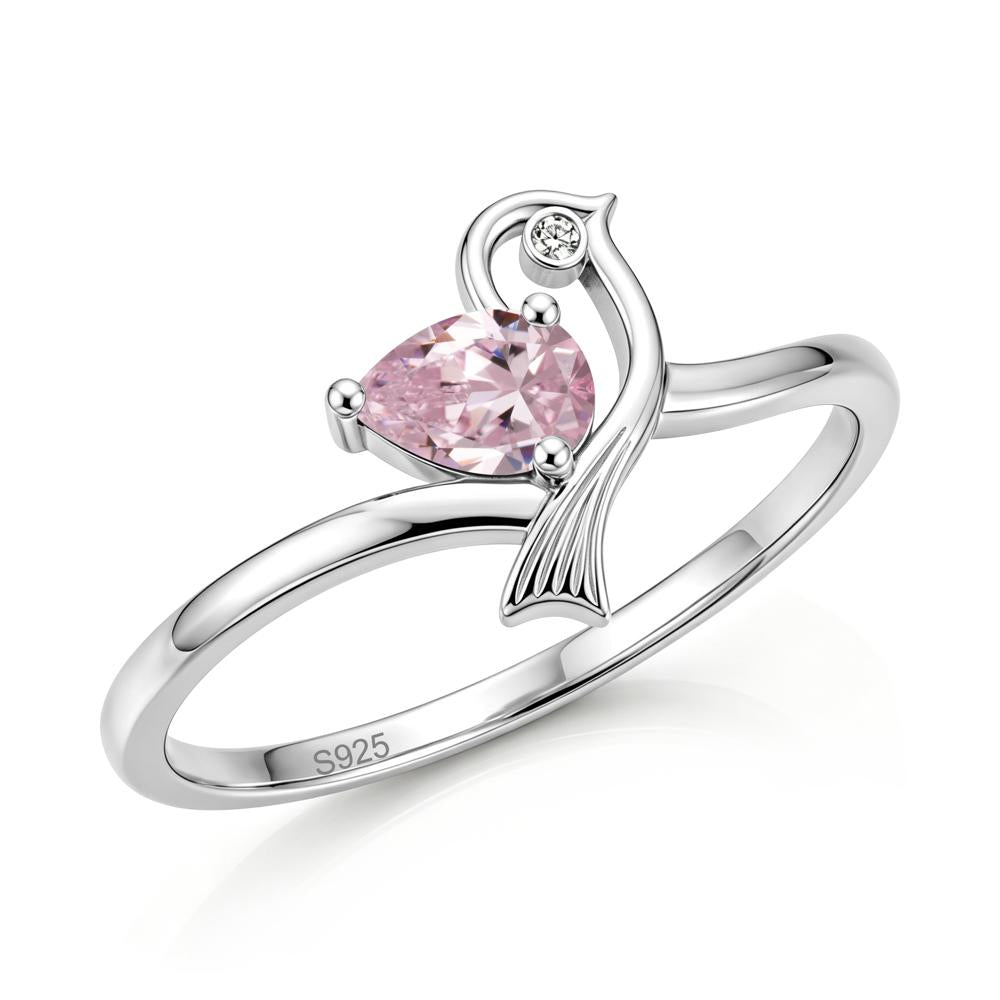 Pear Cut Alexandrite Bird Inspired Ring - LUO Jewelry #gemstone_Pink Cubic Zirconia