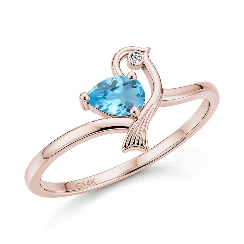 Pear Cut Alexandrite Bird Inspired Ring - LUO Jewelry #gemstone_Swiss Blue Topaz