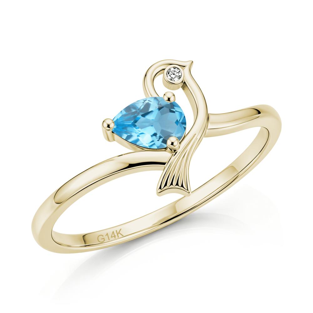 Pear Cut Alexandrite Bird Inspired Ring - LUO Jewelry #gemstone_Swiss Blue Topaz