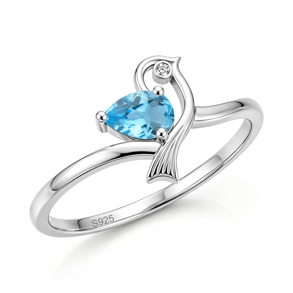 Pear Cut Alexandrite Bird Inspired Ring - LUO Jewelry #gemstone_Swiss Blue Topaz