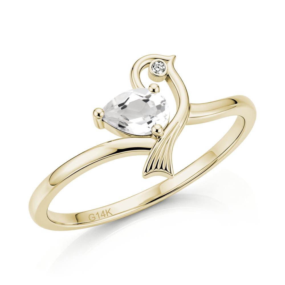 Pear Cut Alexandrite Bird Inspired Ring - LUO Jewelry #gemstone_White Topaz