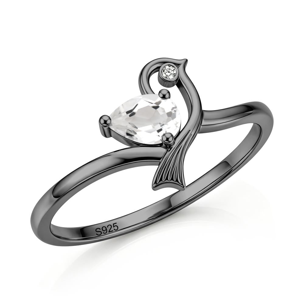 Pear Cut Alexandrite Bird Inspired Ring - LUO Jewelry #gemstone_White Topaz
