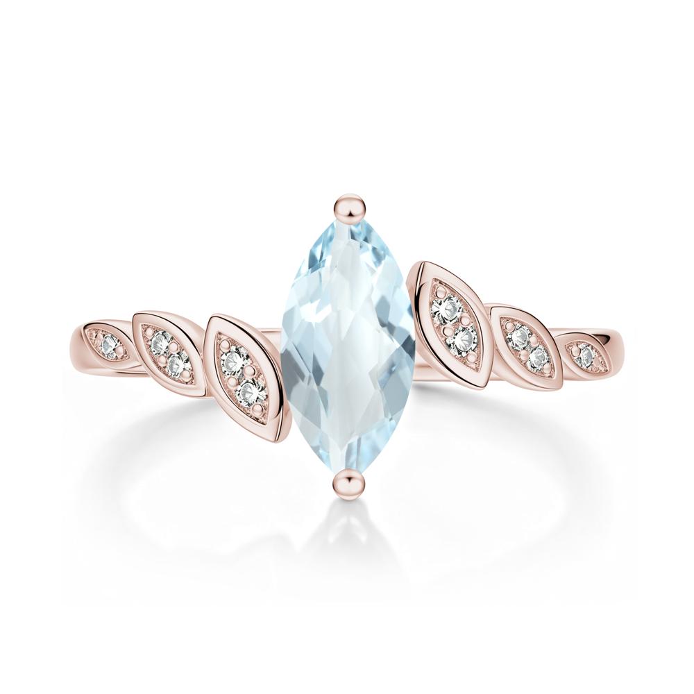 Marquise Cut London Blue Topaz Art Deco Leaf Bypass Ring - LUO Jewelry #gemstone_Aquamarine