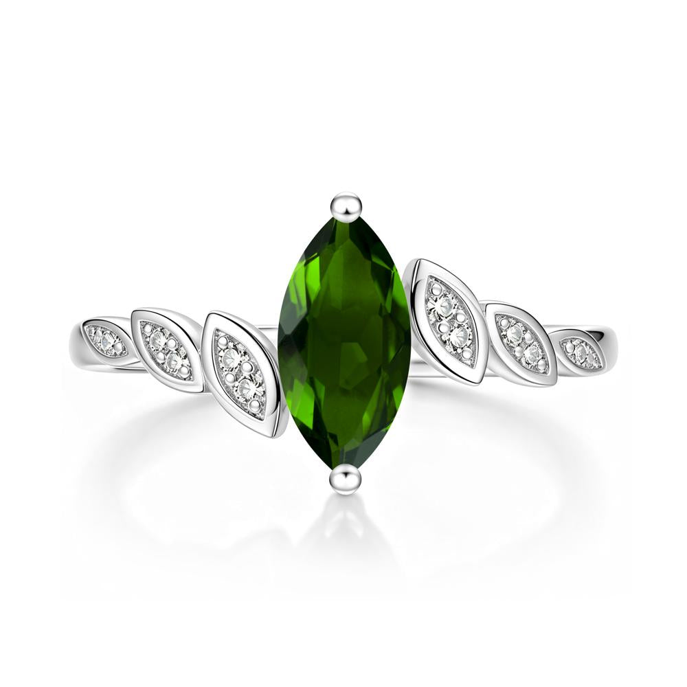 Marquise Cut London Blue Topaz Art Deco Leaf Bypass Ring - LUO Jewelry #gemstone_Diopside