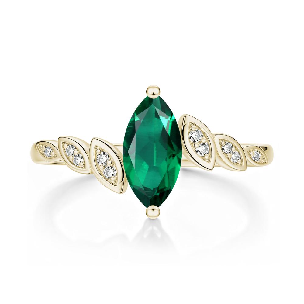 Marquise Cut London Blue Topaz Art Deco Leaf Bypass Ring - LUO Jewelry #gemstone_Emerald