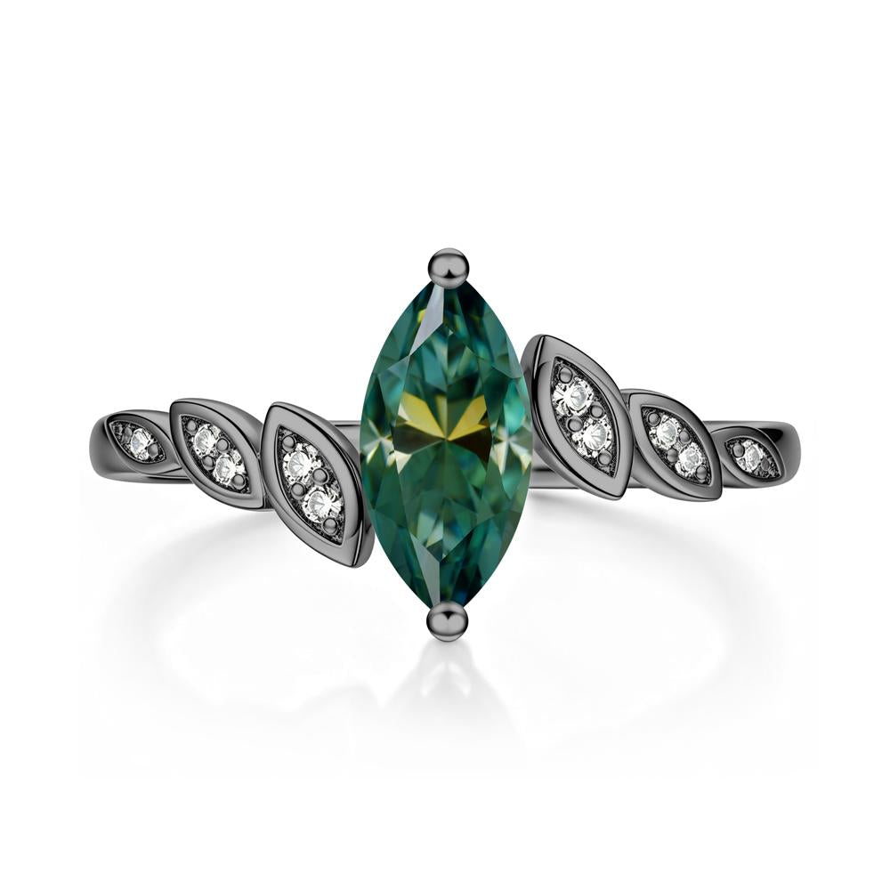 Marquise Cut London Blue Topaz Art Deco Leaf Bypass Ring - LUO Jewelry #gemstone_Green Moissanite